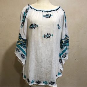 Embroidered Urban Mangoz gauzy cotton Aztec tunic